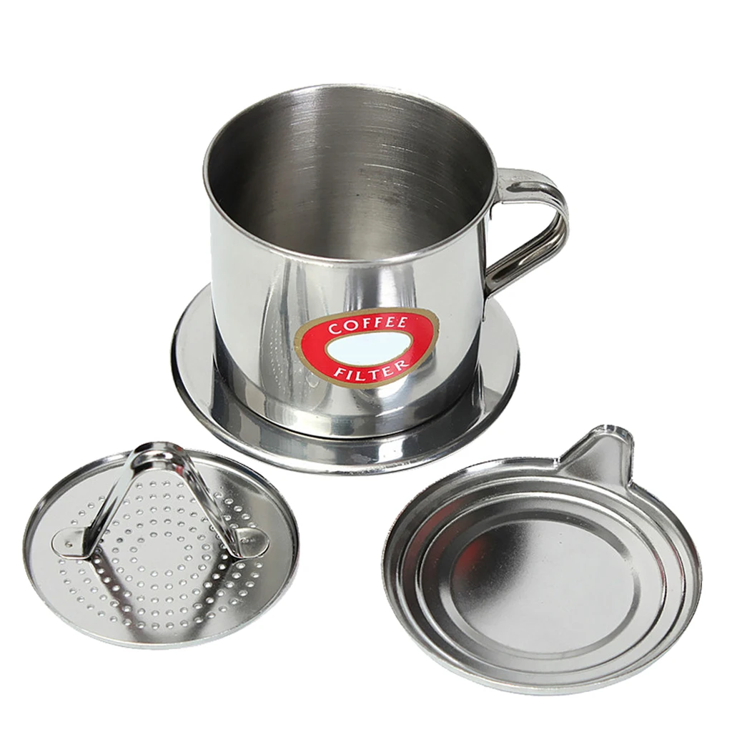 مجموعة فلتر القهوة الفيتنامية ، وعاء صانع القهوة ، مجموعة Infuser القهوة ، ، تقديم كوب واحد ، الفولاذ المقاوم للصدأ ، 2 أحجام للاختيار #4