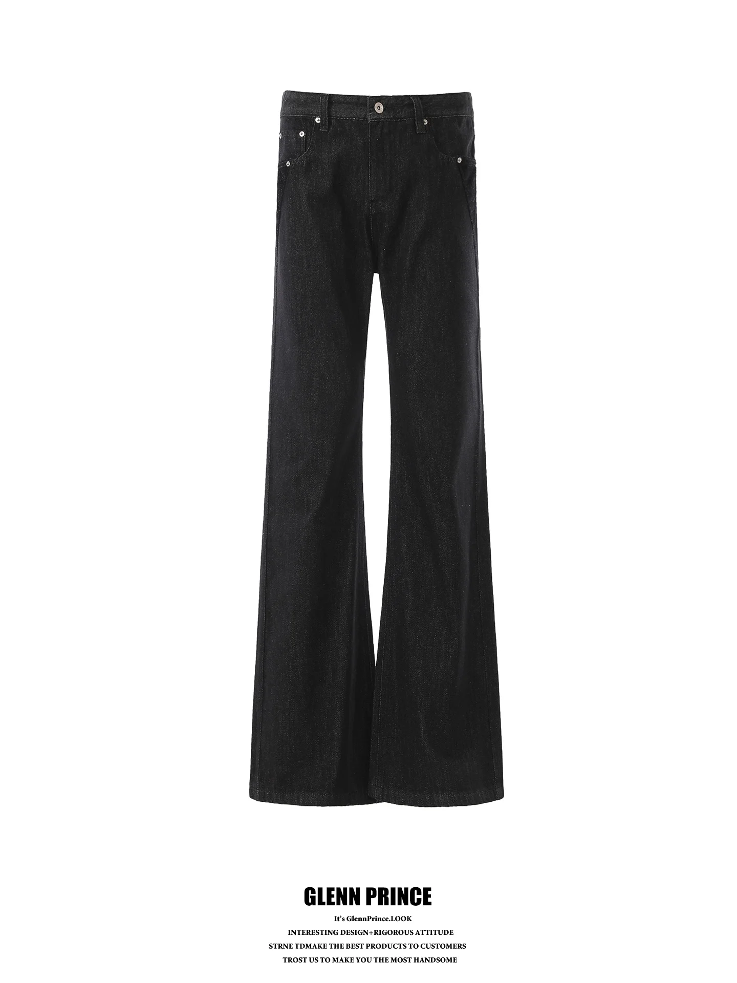 

Black American High Street Straight Leg Jeans Men Loose Slimming Cleanfit Floor-Length Pants Cotton Polyester Blend Jeans