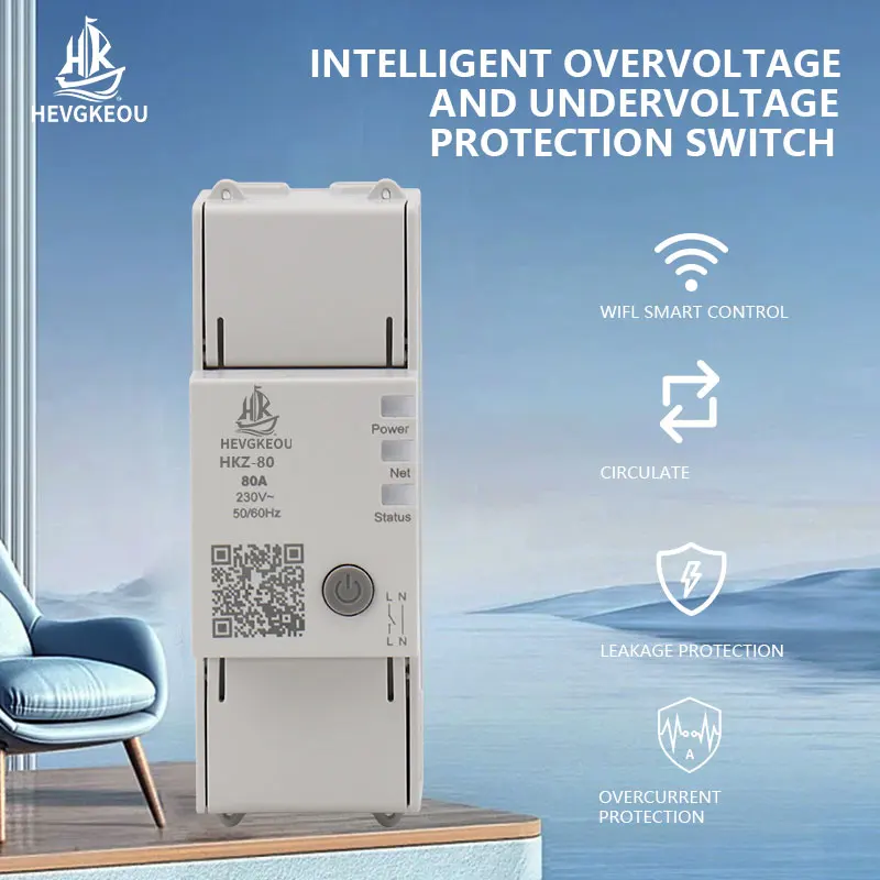Tuya WiFi Breaker 2p Switch with Metering Over/Under Voltage Protection & Energy Monitoring Customizable Smart Circuit Breaker f