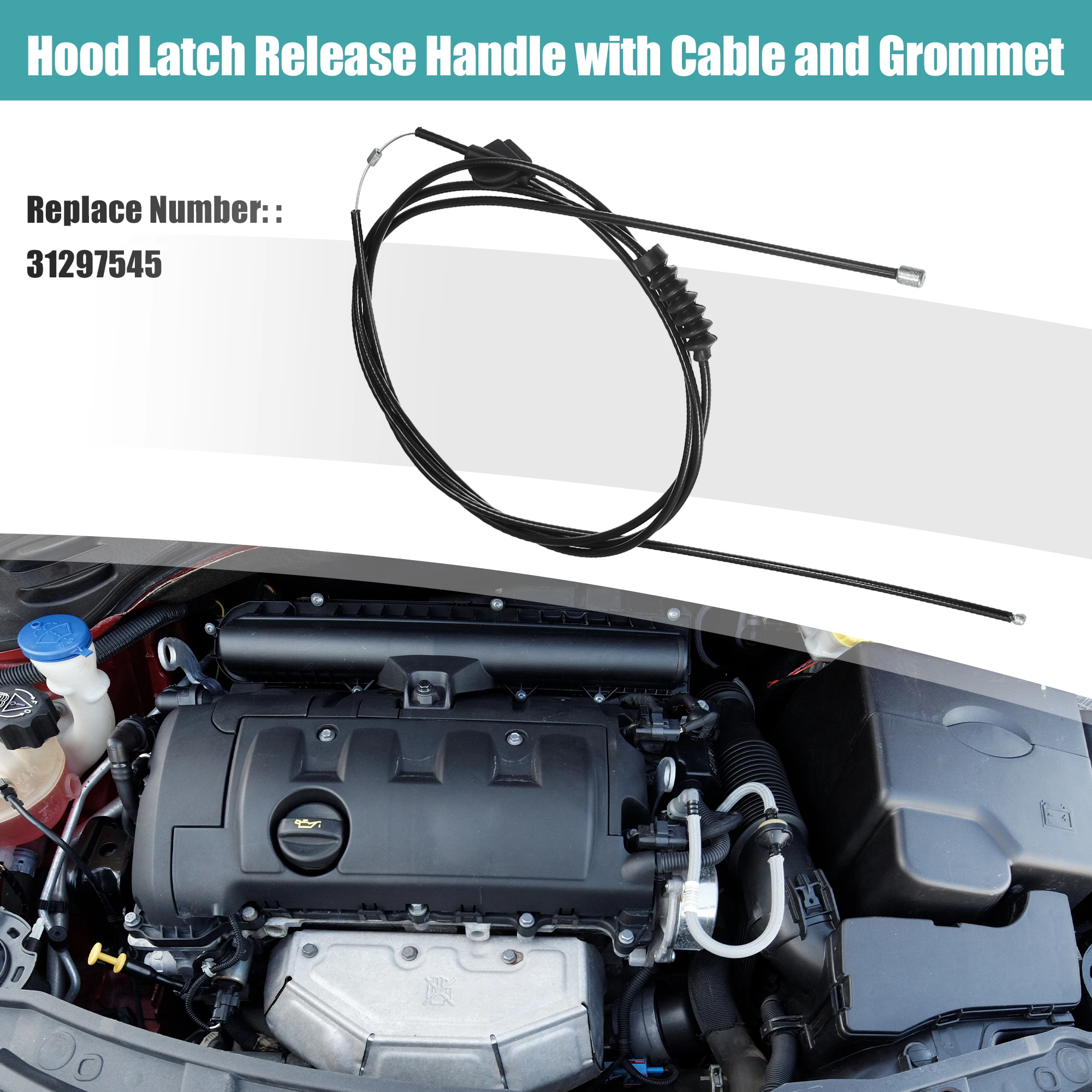 

UXCELL Автомобильный трос защелки капота, подходит для Volvo XC60 2010-2016, No 31297545, черный