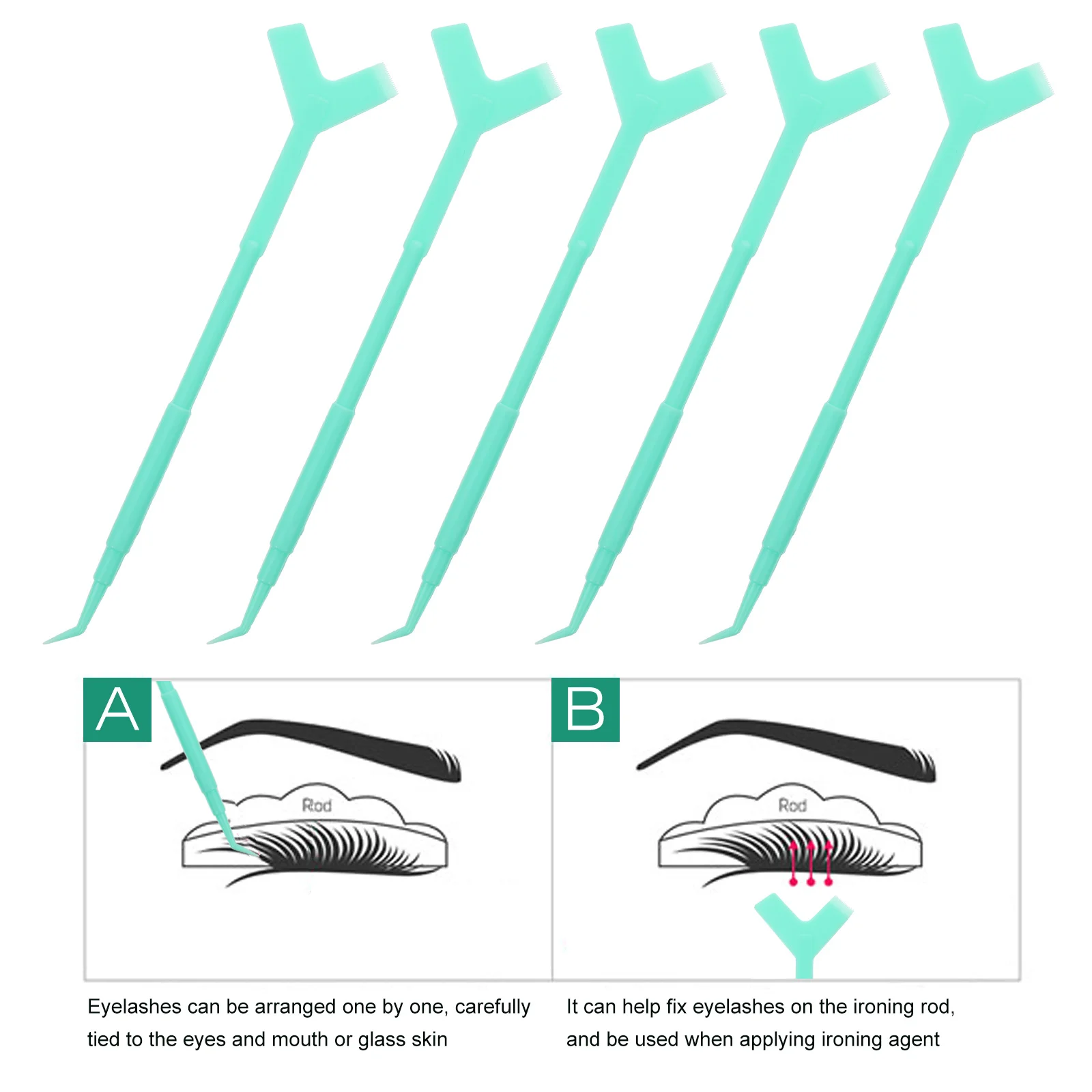 10 szt. Narzędzi do podnoszenia rzęs wielokrotnego użytku w kształcie litery Y, grzebyk do liftingu rzęs, szczoteczka do separacji rzęs do trwałej na rzęsy, do użytku domowego i w salonie.