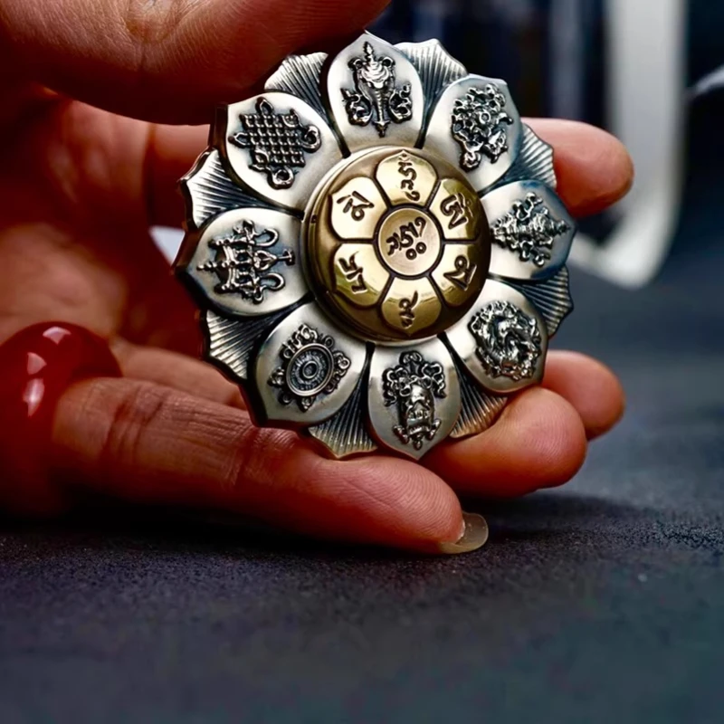 LiaoLiao EDC Limited Edition Buddha Eye Lotus Wheel Copper Alloy Engraved Rotating Fidget Spinner Stress Relief Toy