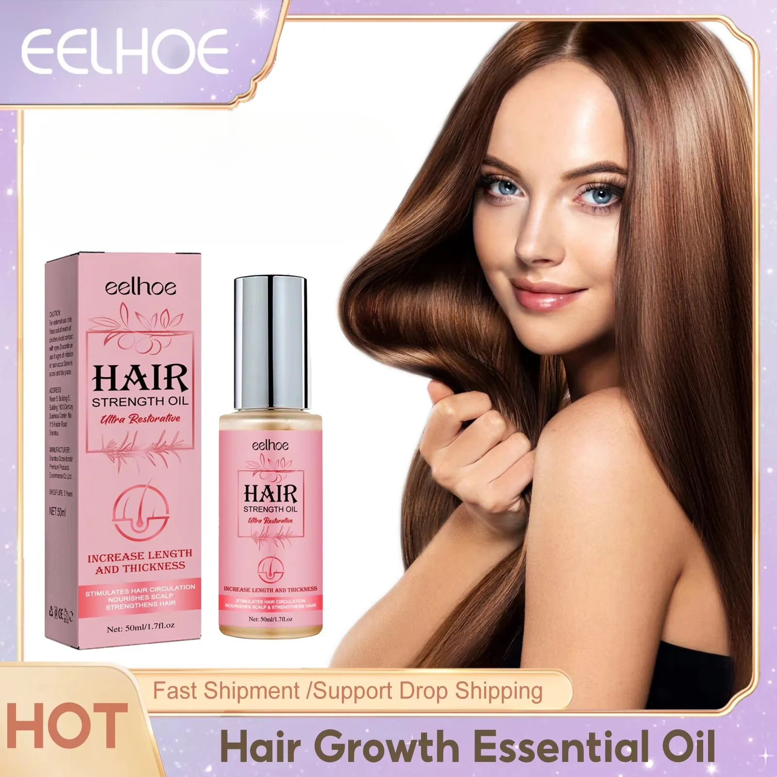 Aceite esencial para el crecimiento del cabello, tratamiento suave y nutritivo para adelgazar la calvicie, mejora el Frizz seco, previene la caída del cabello, 50ml