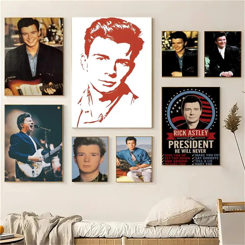 Singer R-Rick Astley Poster Self-adhesive Decal Living Room Bedroom Party Bar Decor Moisture-proof Fade-resistant