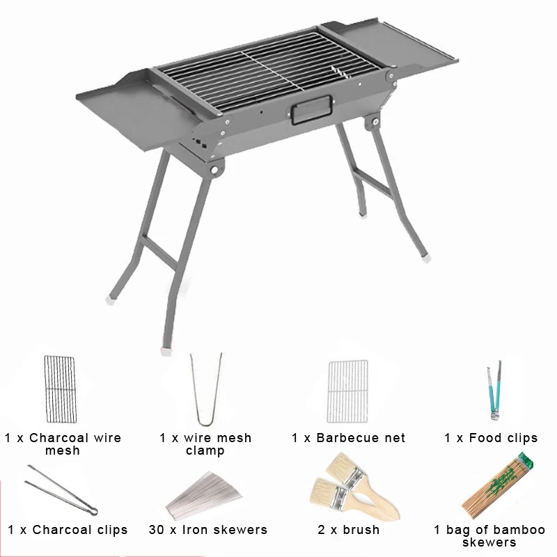 Factory Direct 2026 Outdoor Stainless Steel BBQ Charcoal Grill Barbecue Tool Portable Free Installation Handle Folding BBQ
