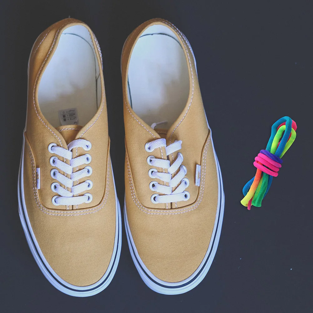

Colored Shoelaces Fashionable Round for Sneakers Skirt Colorful Thick Polyester Unique Rainbow