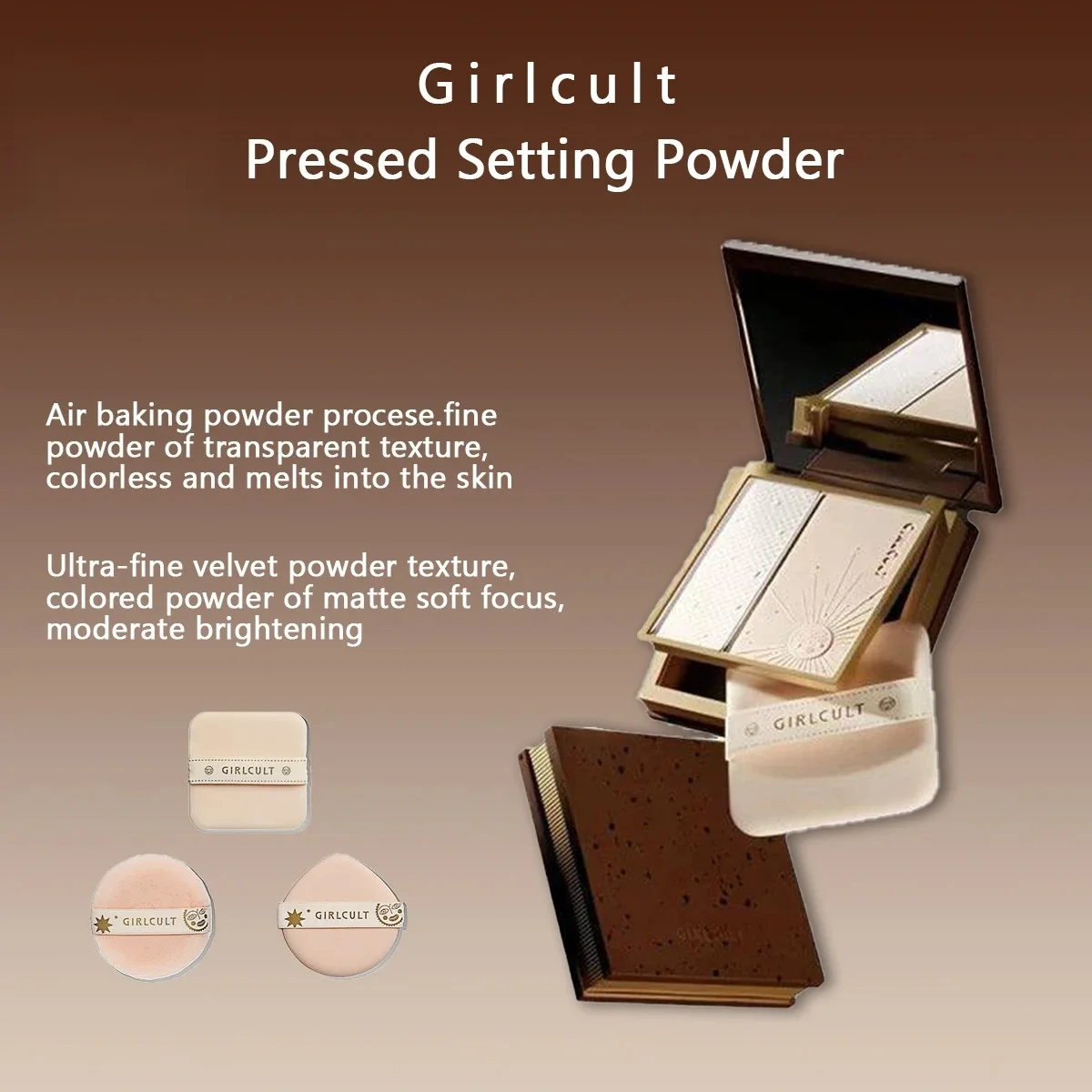 Girlcult Pressed Setting Powder,Fine Powder,Lightweight,Non-Cakey,Soft-Focus Effect,Face Makeup Setting,Matte Natural Finish