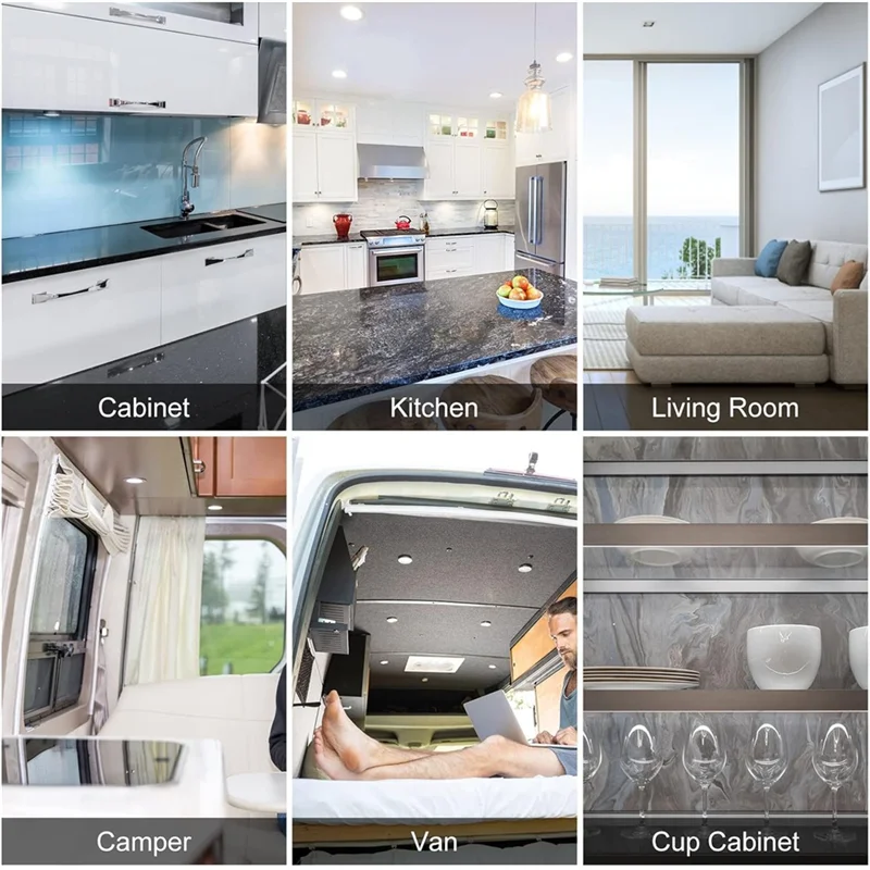 

HRBAJ-LED под шкафом, шайба, витрина, полка, освещение, внутренний точечный светильник для каравана с переключателем 5VUSB, теплый свет