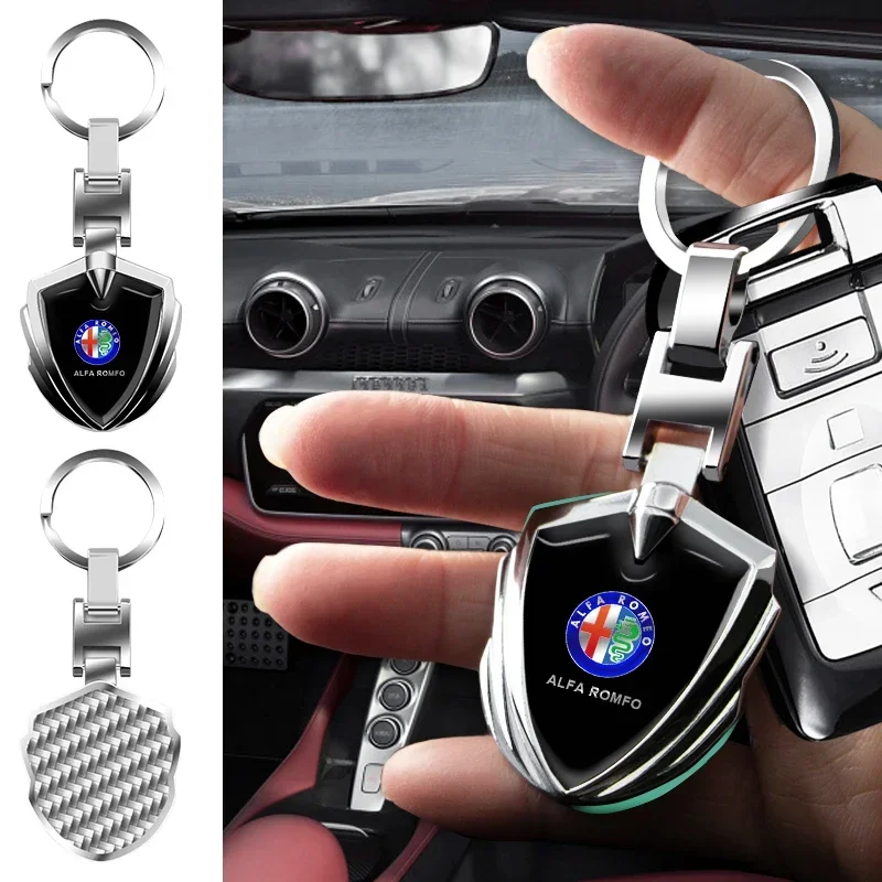 

Car Sticker Alfa Romeo Creative Alloy Car Emblem Keyring Key Chains Holder For Alfa Romeo Giulia Stelvio Giulietta 156 159 147 M