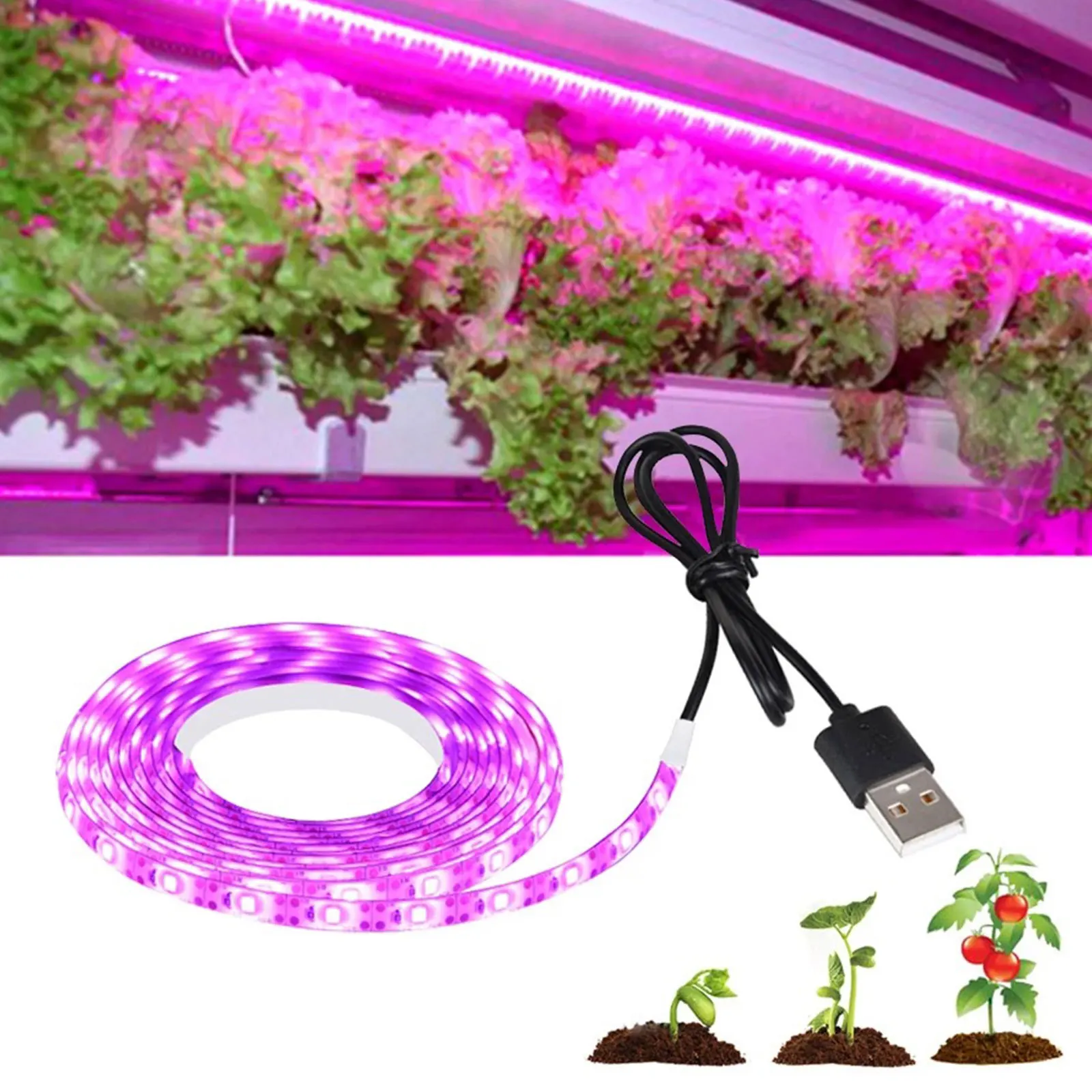 Fill Light Can Be Cut Arbitrarily With USB 0.5m Full Spectrum Adhesive + Electronic Components 5V Not Waterproof LED Growth Lamp