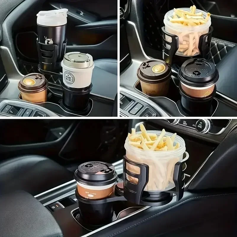 360 Rotating Car Cup Holder Multifunction 4 In 1 Adjustable Dual Cup Holder Expander Adapter Car Cup Mount Mobile Phone Holder