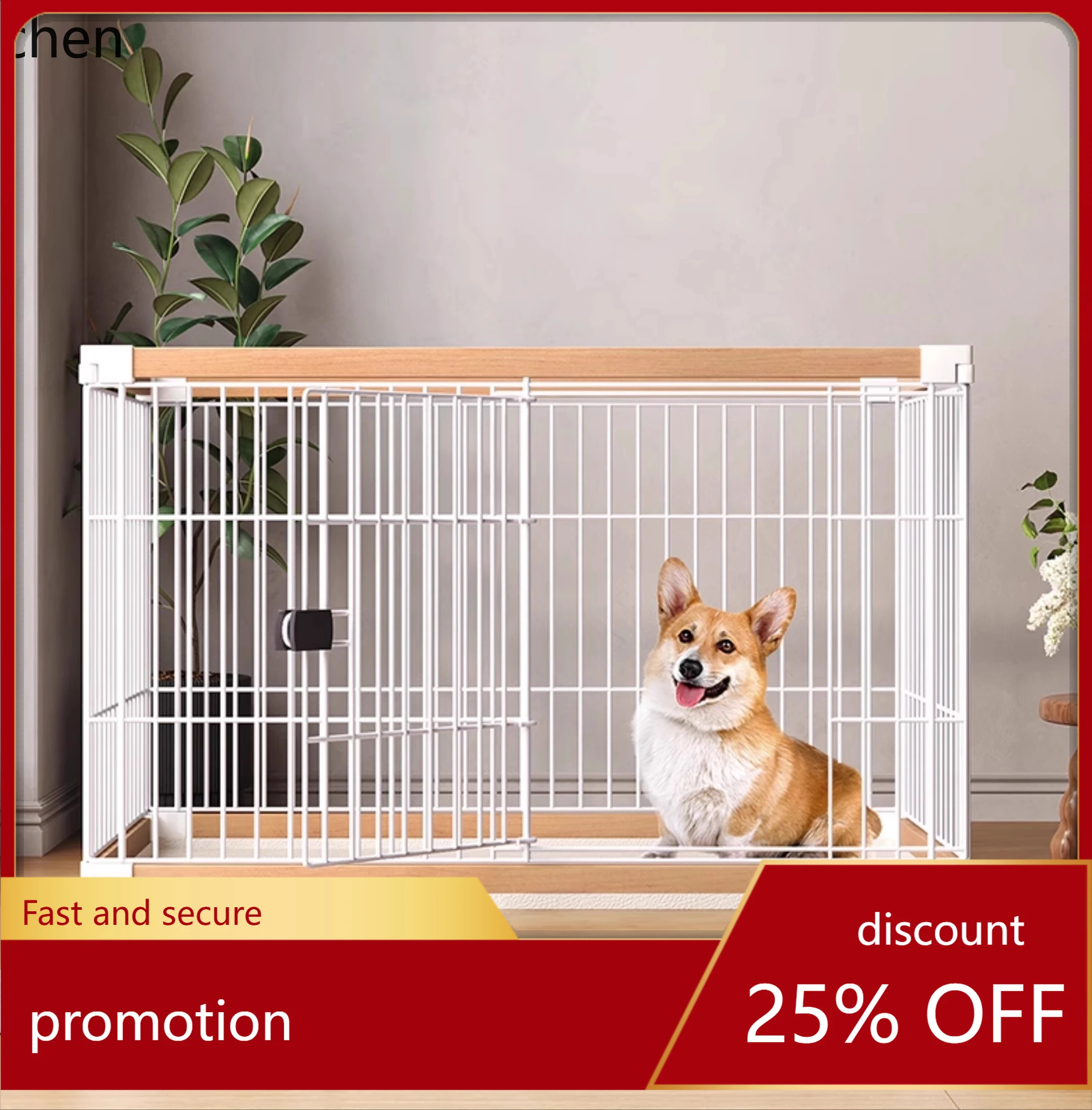 

CZ Dog Fence Wooden Dog Fence No Punching Anti-Bold Indoor Pet Fence Small and Medium Dogs