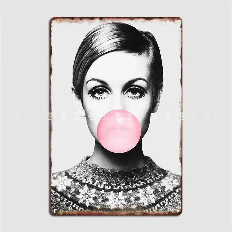 

Twiggy Print Celebrity Scandinavian Nordic Trendy Metal Sign Club Home Home Design Wall Decor Tin Sign Poster