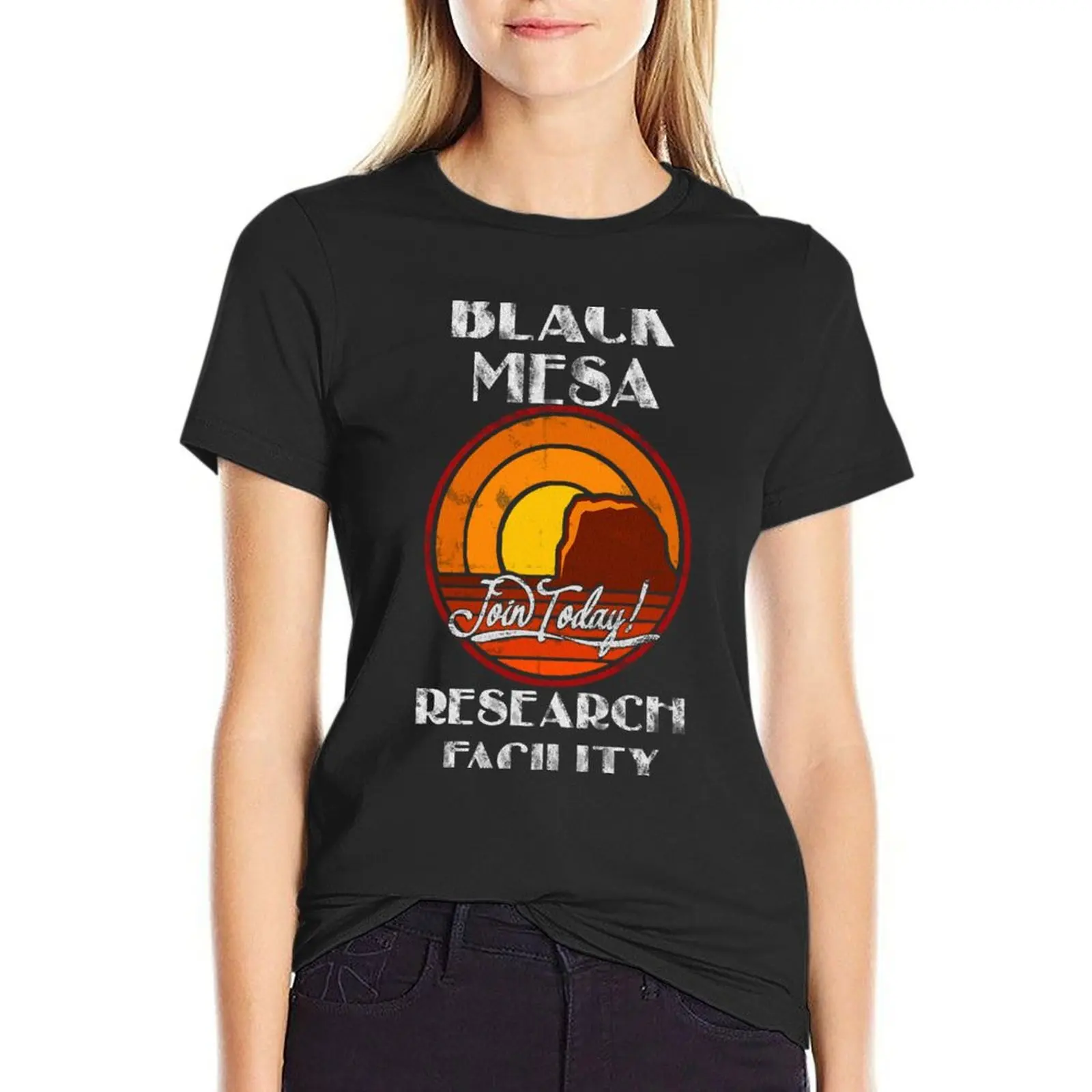 

Black Mesa Research Facility Retro T-Shirt quick-drying plus size tops oversized tight shirts for Women