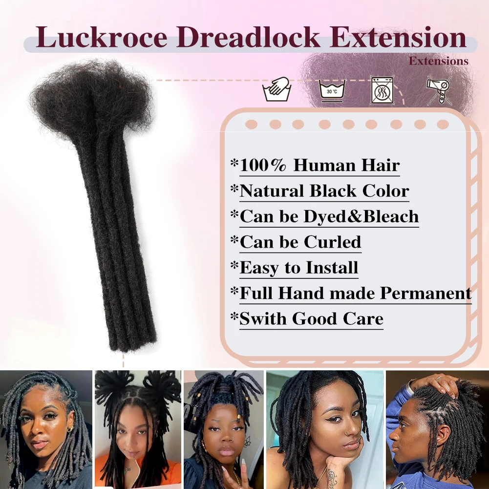 Rastas Cabello humano virgen brasileño 10 hebras Extensiones de cabello trenzado de ganchillo 0,4 cm Microlocks de trenzado rizado