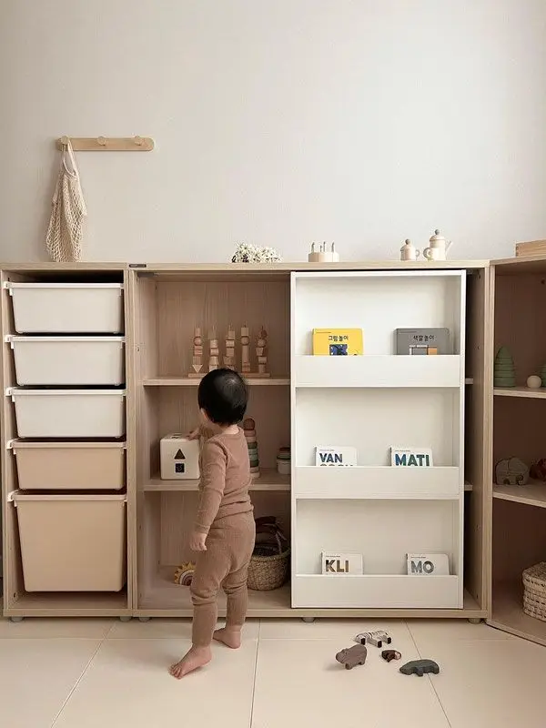 Wind Korea Solid Wood Multi-layer Bookshelf Bookcase Picture Book Rack Toy Storage Cabinet Locker Environmental Protection