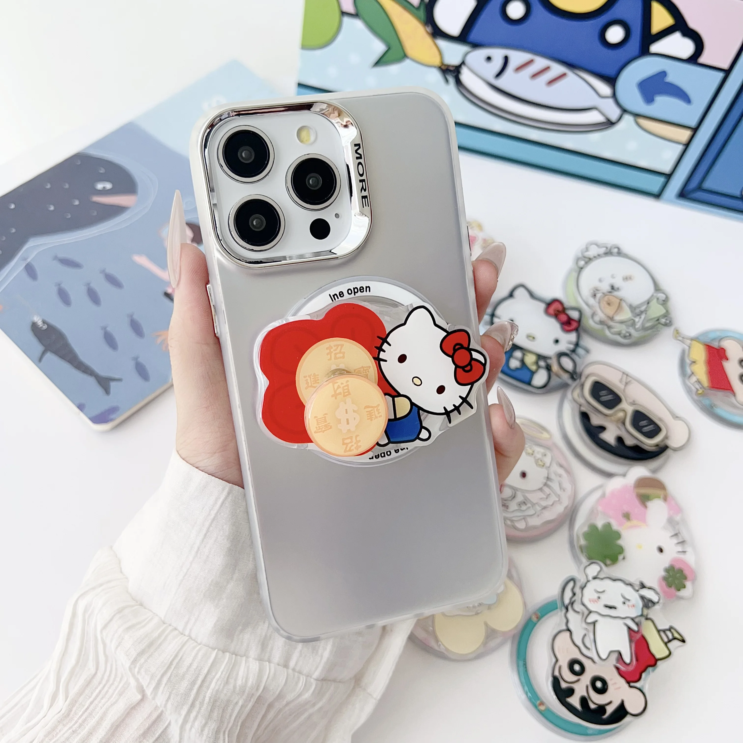 لوح تزلج كوري لطيف على شكل رسوم كرتونية لـ Magsafe حامل هاتف مغناطيسي لهاتف IPhone 17 حامل شحن لاسلكي قابل للطي #5