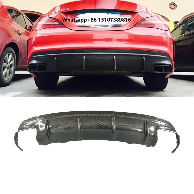 For -CLA W117 C117 2013-2019 Style Carbon Fiber Rear Lip Rear Diffuser Bumper Lip
