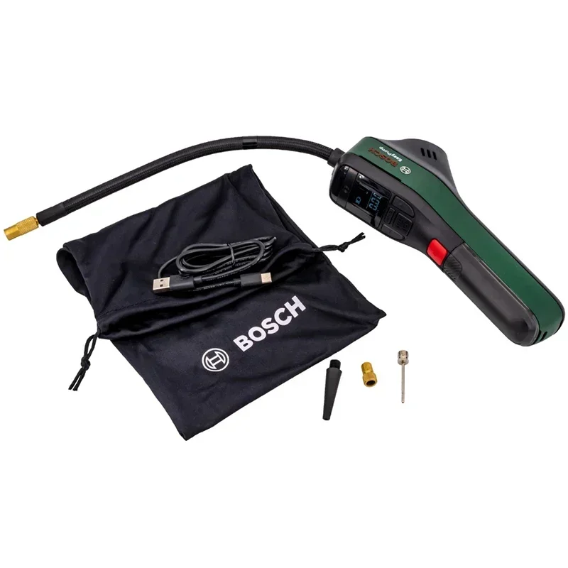 Bosch EasyPump Portable Air Compressor, 3Ah Rechargeable Battery Tire Inflator Compact Electric Air Pump for Car Bike Ball