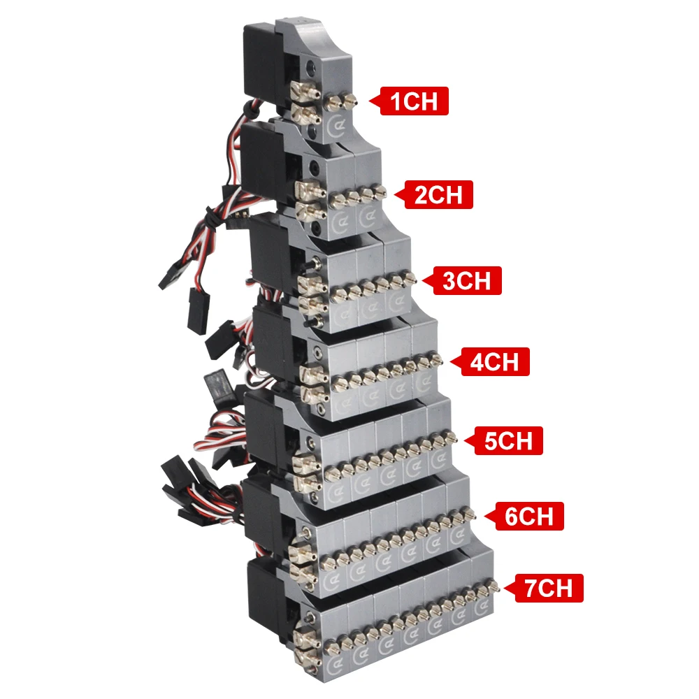 RC Model Professional Hydraulic Valve 1CH-7CH Metal Valve Suitable for RC Hydraulic Excavator Loader Bulldozer Modification