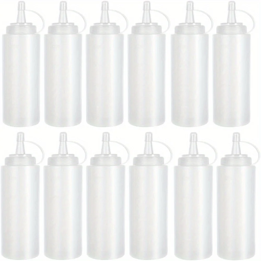 6pcs/12pcs 8oz Plastic Squeeze Bottles Multipurpose Squirt Bottles for Ketchup Condiments BBQ Sauce Dressing Grilling Crafts