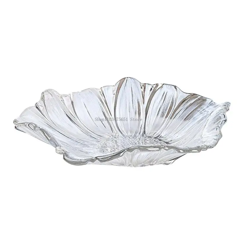  Modern Multifunctional Glass Fruit Bowl Sunflowers Pattern Holds Plenty Treats Suitable For Family Event