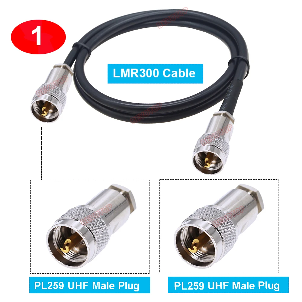 1PCS UHF LMR300 Cable M/M M/F F/F PL259 UHF Male Plug SO239 UHF Female Jack Low Loss RF Coaxial LMR-300 50-5 Jumper BEVOTOP