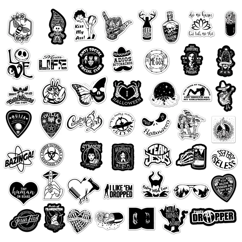 10/25/50pcs Black Punk Stickers Graffiti for DIY Travel Luggage Helmet Phone Laptop Guitar Skateboard Water Bottle Car