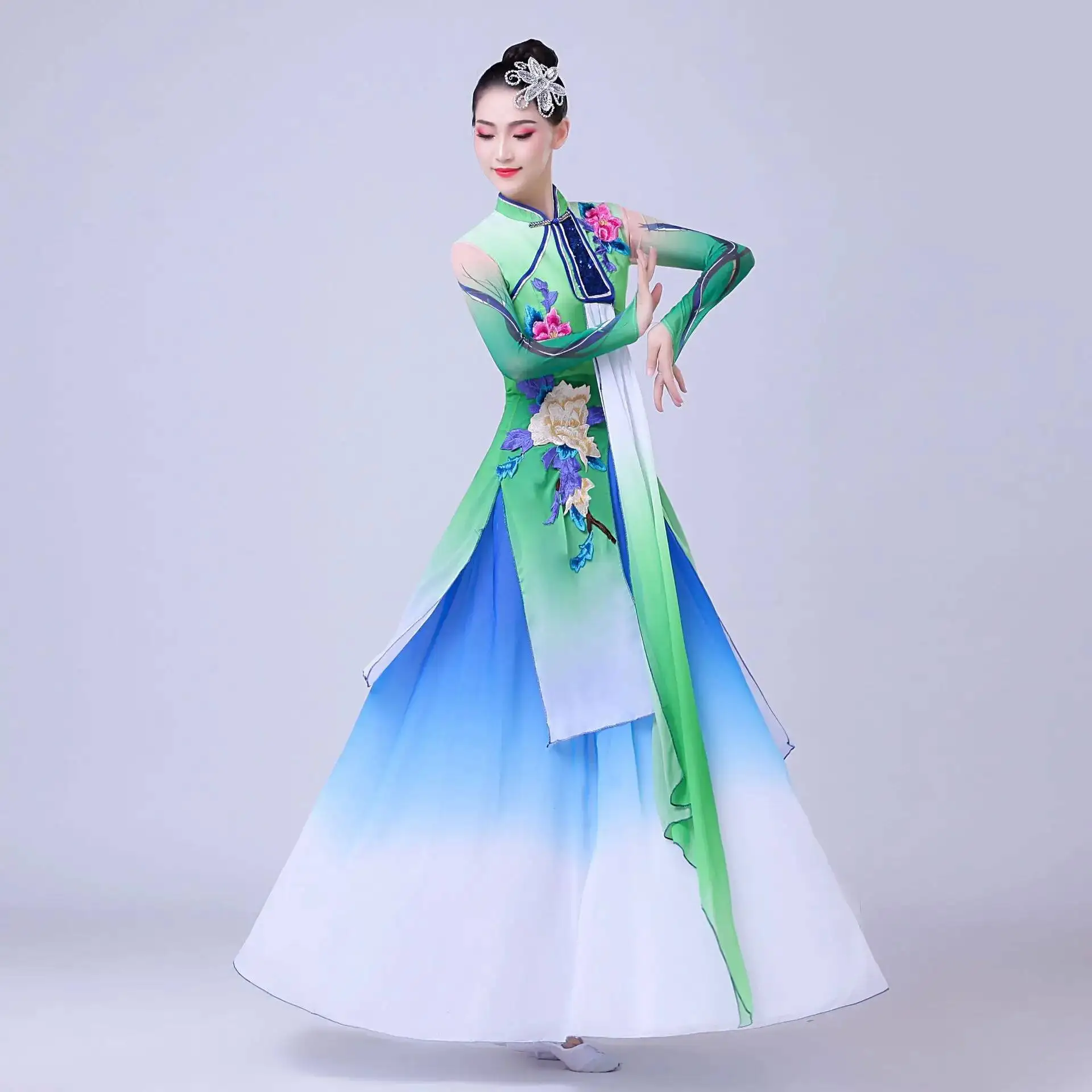 Women Fan Dancewear Chinese Style Opera Dance Dancing Clothing Classical Dance Performance Costumes Traditional Ethnic Dress