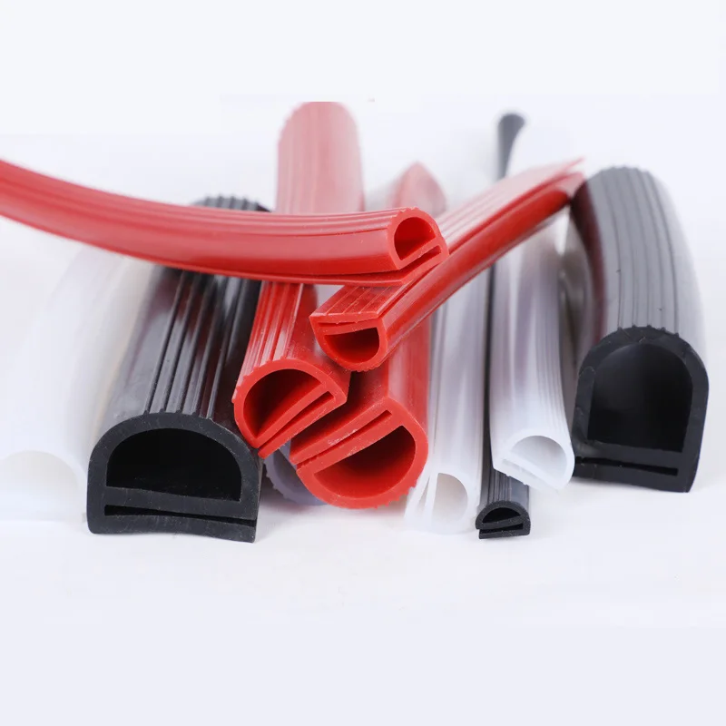 E-type Silicone Strip Red White Black High Temperature Resistant E-shaped Sealing Strips Oven Steaming Freezer Door Seals