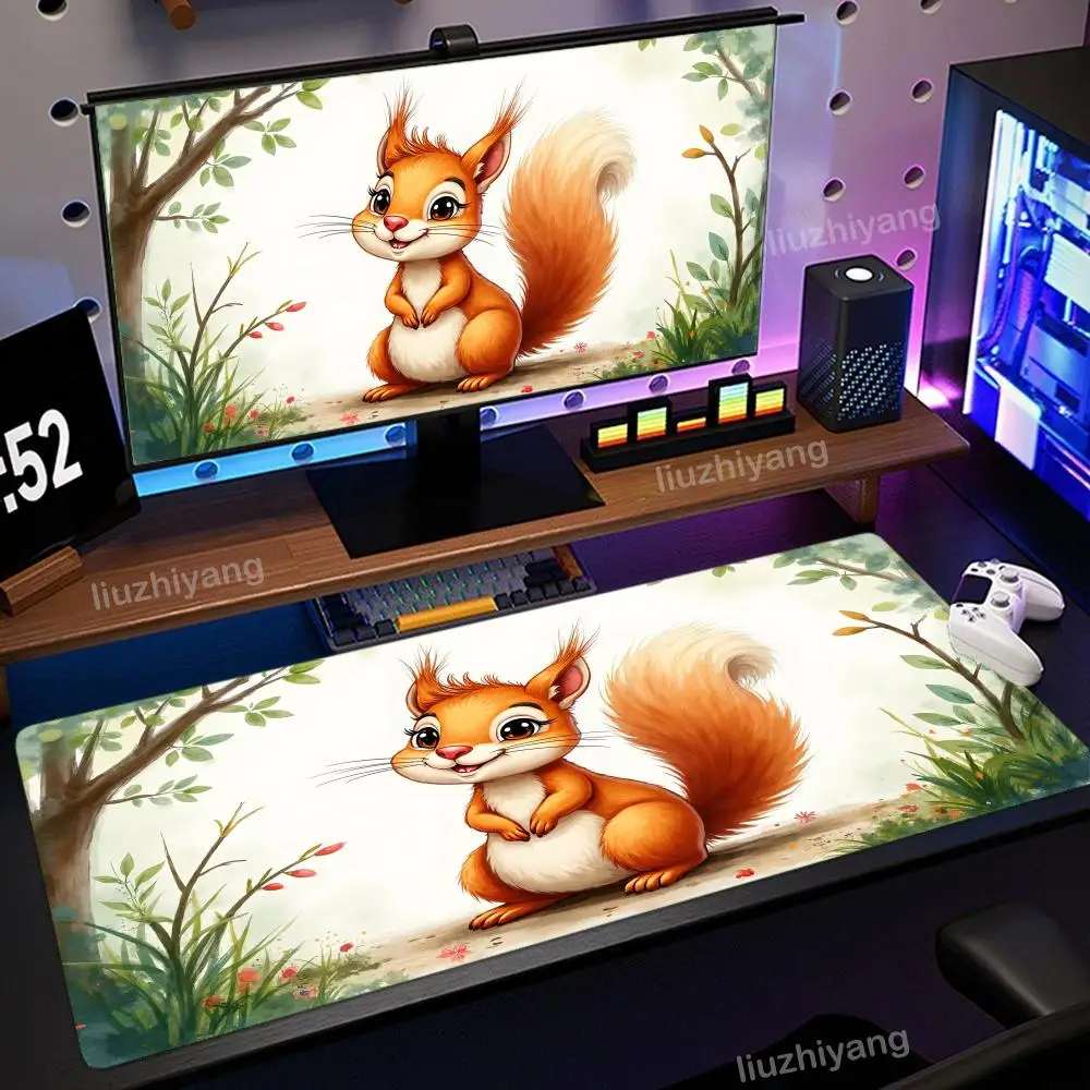 Tappetino per mouse piccolo scoiattolo Tappetino per tavolo da gioco per ufficio per computer di grandi dimensioni Tappetino per tastiera con bordi cuciti antiscivolo in gomma XXL Tappetini per scrivania lunghi