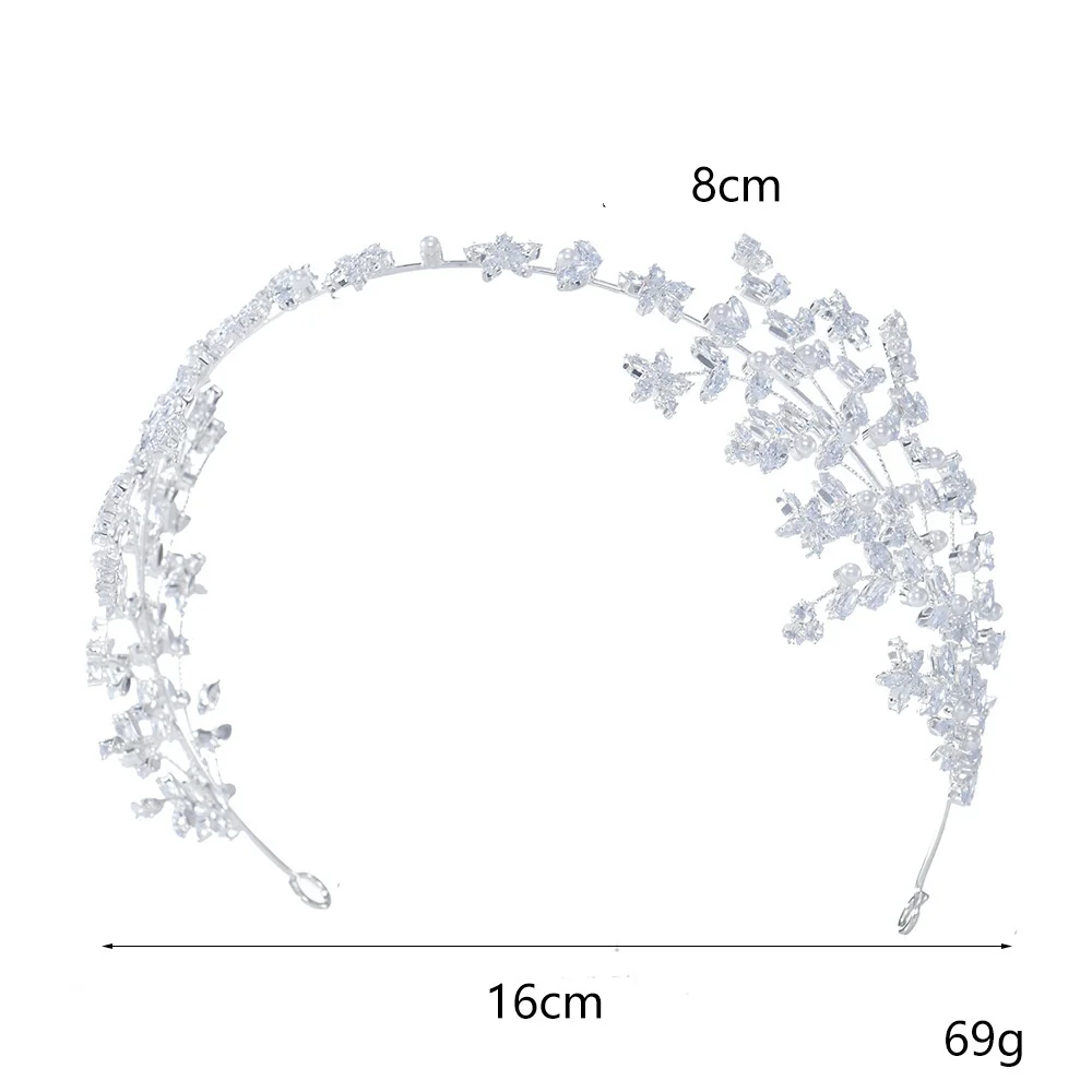 عقال الزفاف الفاخرة للعروس إكسسوارات الشعر زركونيا اللؤلؤ تاج العروسة للنساء حفلة موسيقية مجوهرات الزفاف هيرباند #4