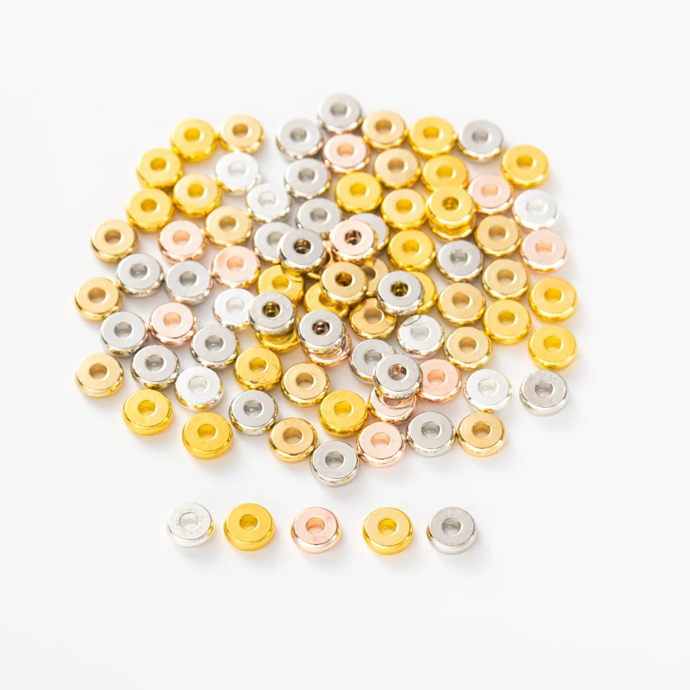 Copper Flat Round 3-10mm Disc Loose Spacer Beads For DIY Handmade Bracelet Necklace Jewelry Making Supplies Accessories Charm