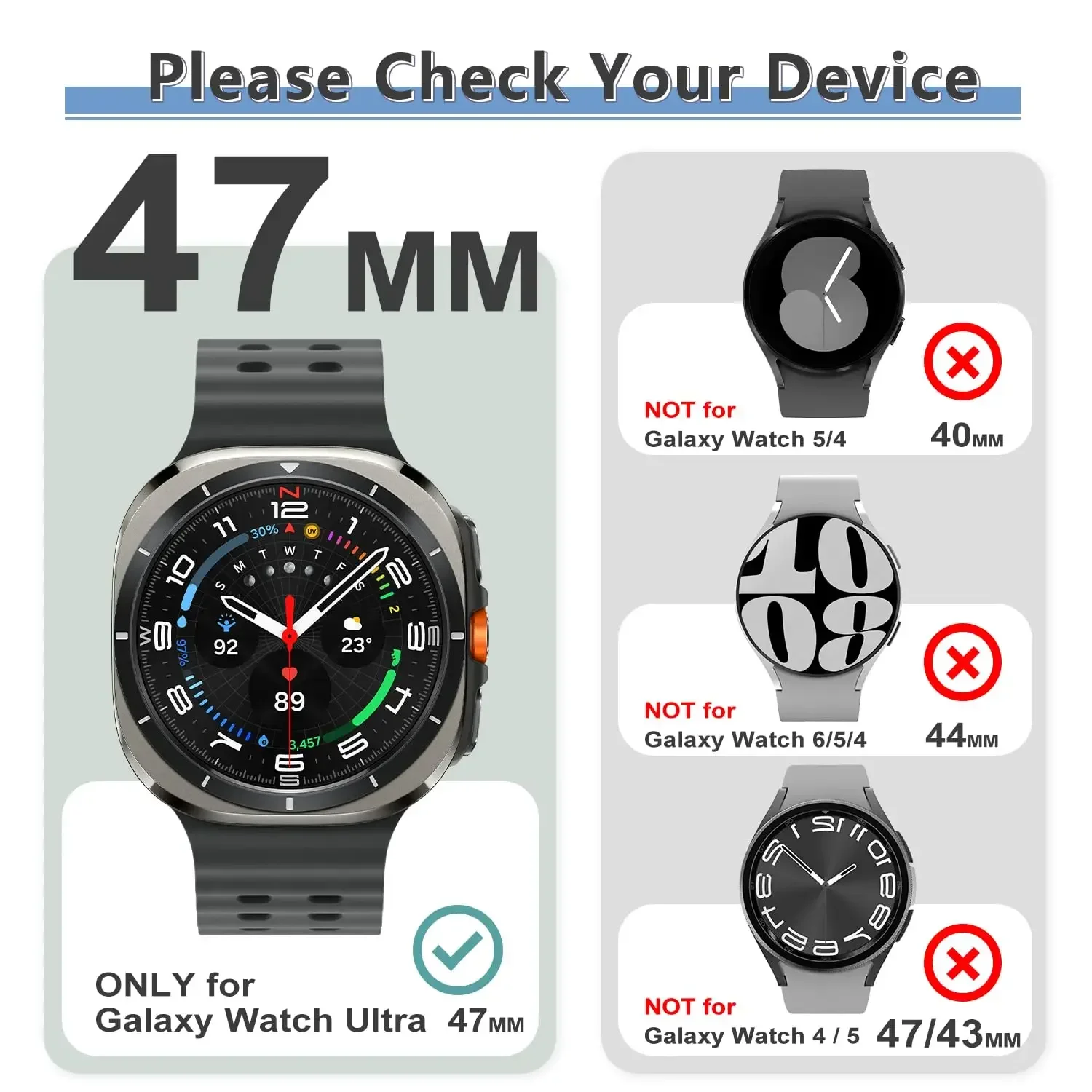 Schutzhülle für Samsung Galaxy Watch 7 Ultra 47 mm, NOScreen-Film, Hartmetallabdeckung für Galaxy Watch 7 Ultra Bumper-Zubehör