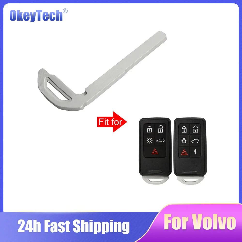 

Okeytech For Volvo XC70 XC90 V50 V70 S60 Smart Card Small Car Key Blank Keyless Entry Remote Auto Uncut Insert Emergency Blade