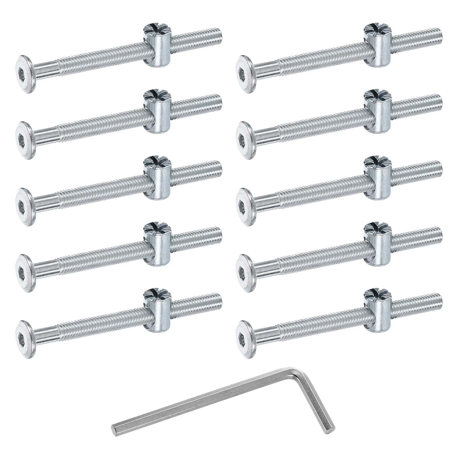 Bed Frame Bolts M6 Hex Socket Head Screws Bolts Barrel Nuts Bunk Bed Bolts Furniture Screws with Rice-shaped Head Barrel Nut