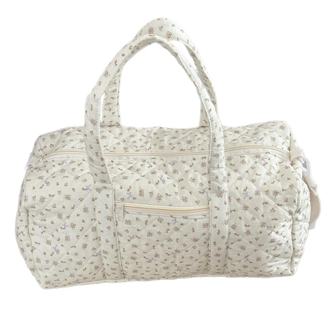 Sac de voyage matelassé à motif floral pour femmes, sac de voyage léger de grande capacité, sac à main Boston décontracté