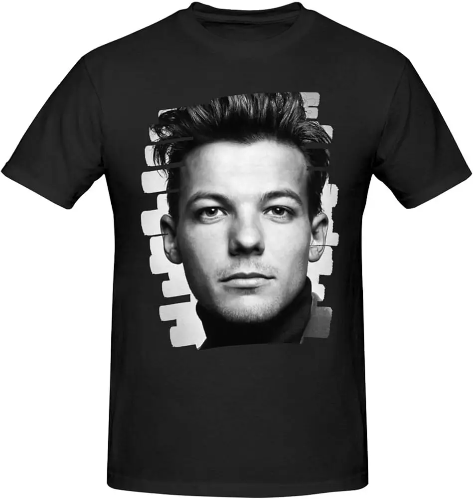 Mitman Louis Music Tomlinson t-Shirts Men's Summer Cotton Casual Crew Neck Short Sleeve Shirt Unisex tees Black