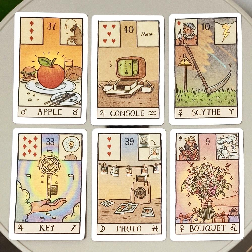 Akashic Eye Lenormand: 61-Card Divination Set (36 Traditional + 12 New + 13 Optional) 9*6cm Modern Illustrated Oracle Cards