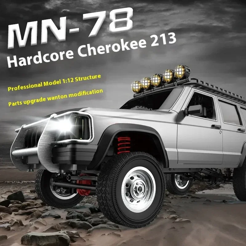 Cherokee Carro De Controle Remoto, 4-Wheel Drive Escalada Jeep Veículo Brinquedos Para Presente De Aniversário, RC Mn78, 1:12, 2.4GHz, Escala Completa