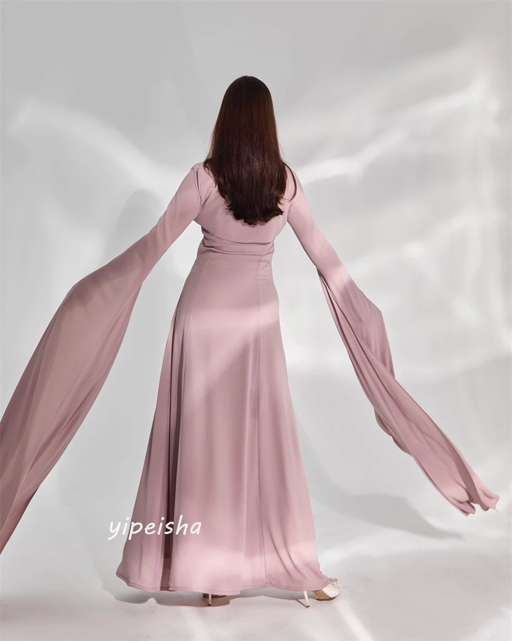 Prom Dress Saudi Arabia Satin Draped Button Wedding Party A-line Square Neck Bespoke Occasion Dresses Ankle-Length