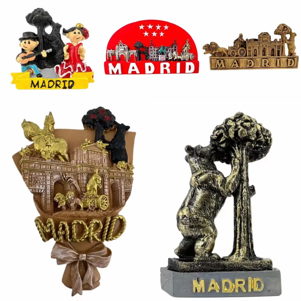 Madrid Spain Fridge Magnets Royal Palace of Madrid Black Bear Travel 3D Memorial Magnetic Refrigerator Stickers Gift