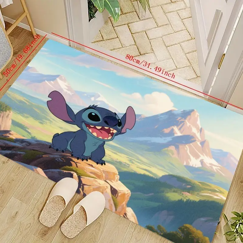 

1 шт. милый коврик для пола с тематикой Лило и Стич Диснея, коврик с изображением улыбающегося стежка, горного пейзажа для детской спальни, игровой комнаты,