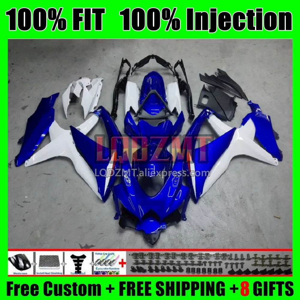 Blue White Injection Body For SUZUKI GSXR 600 750 K8 GSXR600 5No.0 GSXR750 GSX-R600 08 09 10 GSXR-750 2008 2009 2010 Fairing