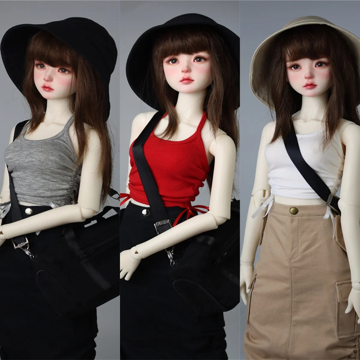 

In Stock Handmade 1/3 1/4 BJD Dolls Colorful Beauty Drawstring Neck-Tie Camisole Strap Top Action Figure Body Model Toys