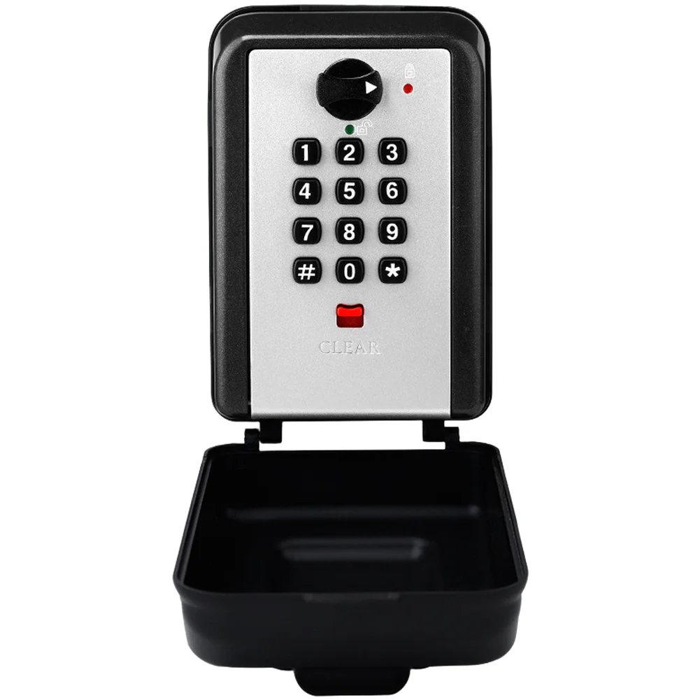 Push Button Key Safe Box Outdoor Waterproof Design for Home Entryway Wall Mount Lockbox with ABS Cover for Small Valuables Gray