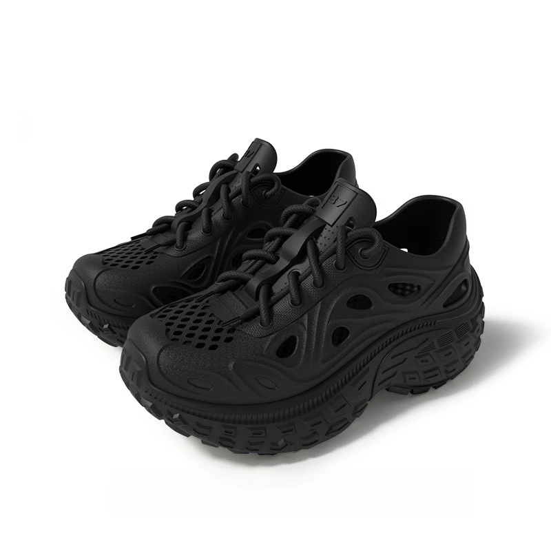 

New couple home wear EVA thick bottom heightening fashion sports sandals summer hole comfortable solid color shoelaces