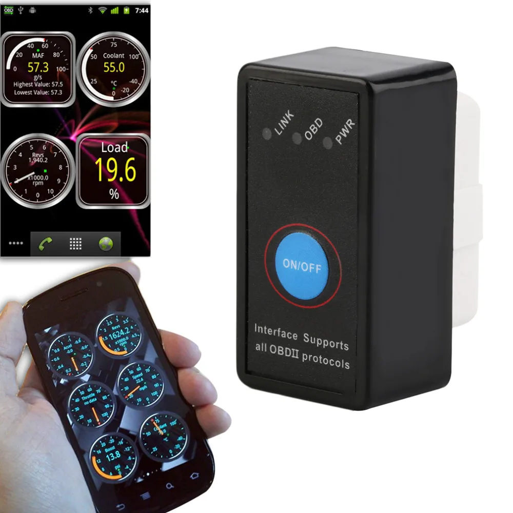 

Diagnostic Tool Super OBD2 ELM327 OBD2 Scanner V2.1 Hardware Works Android/PC Mini ELM 327 Switch Bluetooth Code Reader