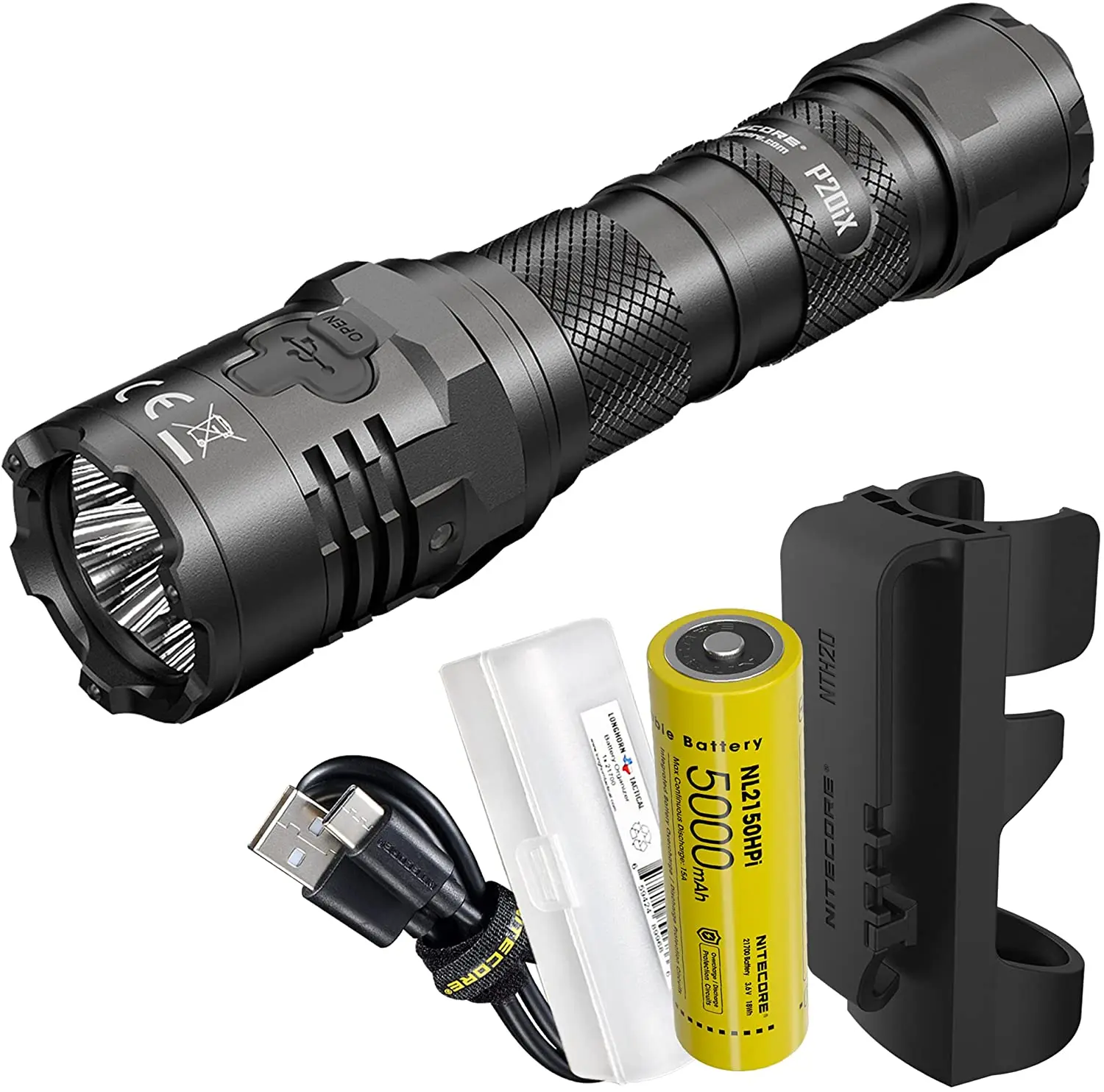 NITECORE P20iX 4000 Lumen USB-C Rechargeable Tactical Flashlight with LumenTac Battery Organizer