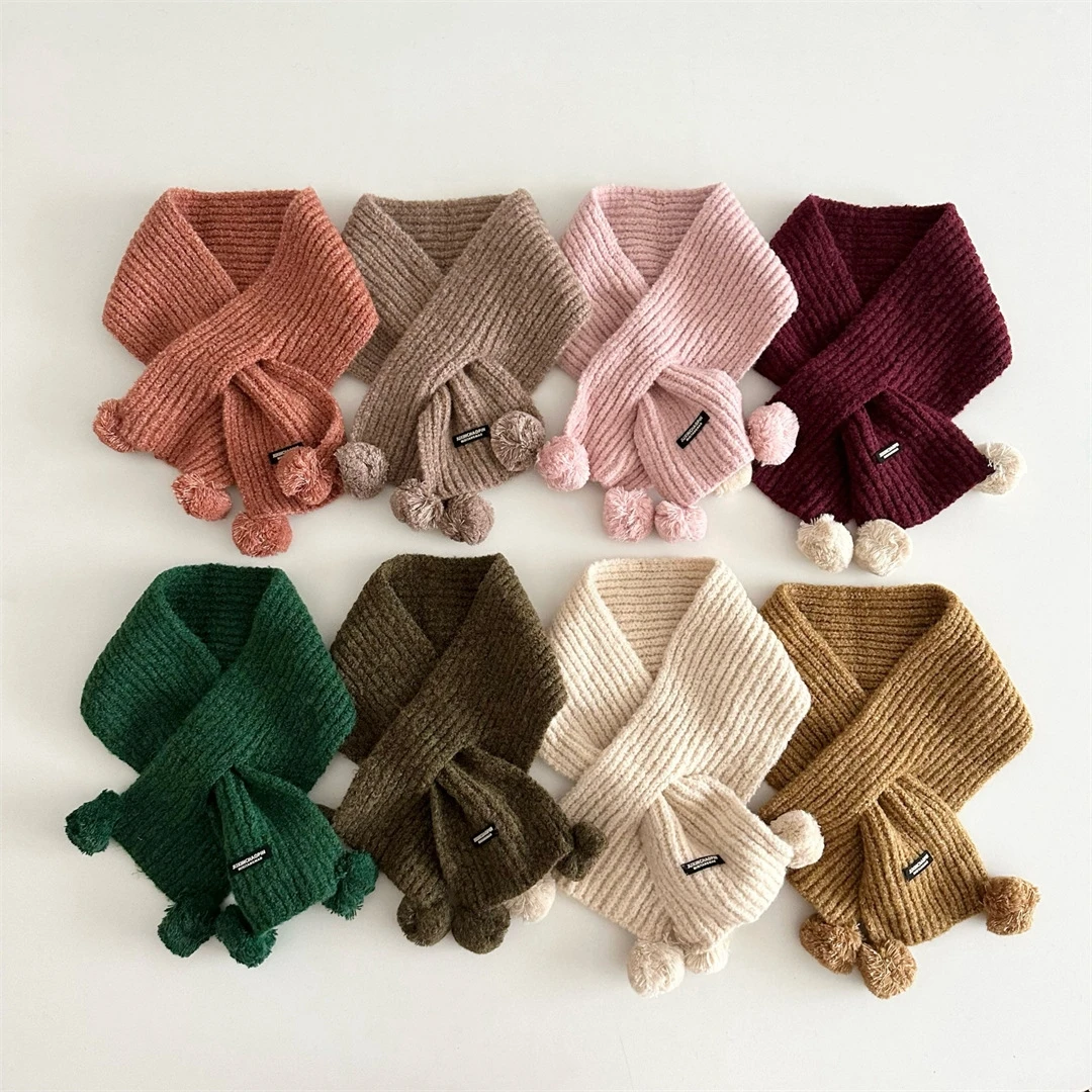 MILANCEL Children's Scarf 1-6T Children's Neck Scarf 10 Colors Scarves for Girl Winter Warm Kids Scarf